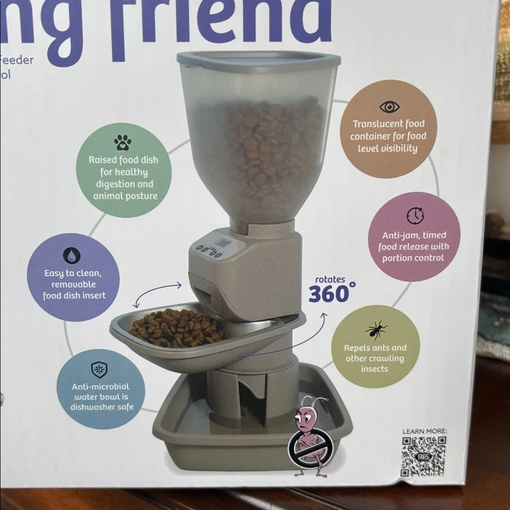 Brand New Automatic Dog Cat Pet Feeder w/ Water Dispenser Black Battery Operated